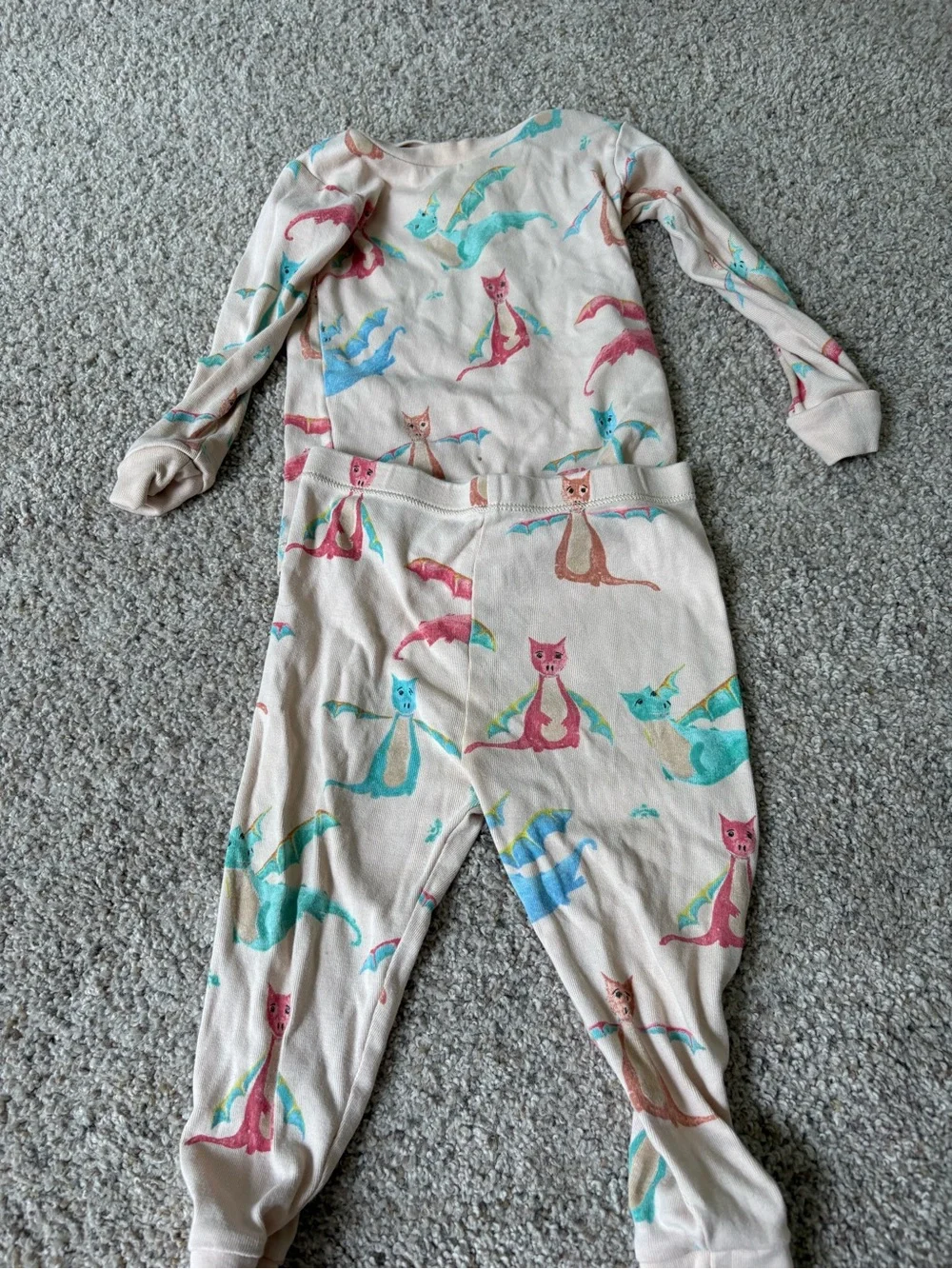 Burt’s Bees Baby 18M Pajamas Long Sleeve Top And Bottoms Dragons